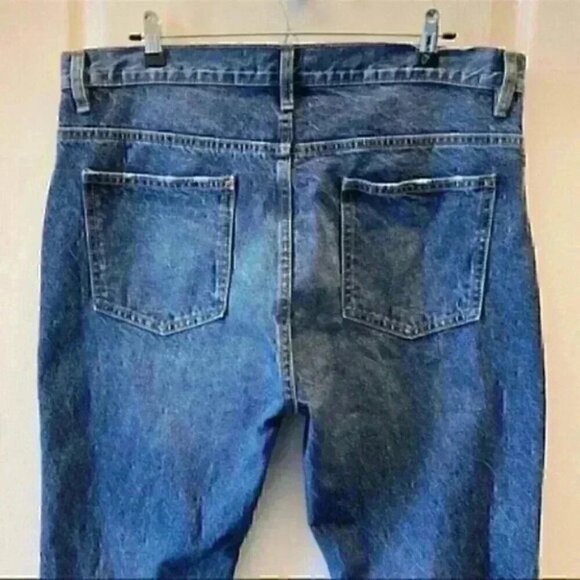 Zara Jeans Slim Fit Ankle Cropped Button Fly Vintage Dark Blue Size 18 - Picture 6 of 15